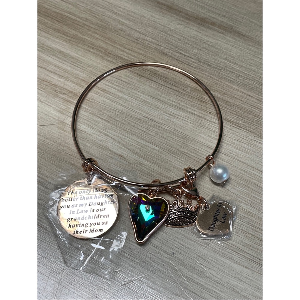 NWT Daughter in Law Charm Bangle Bracelet Rose Gold Color